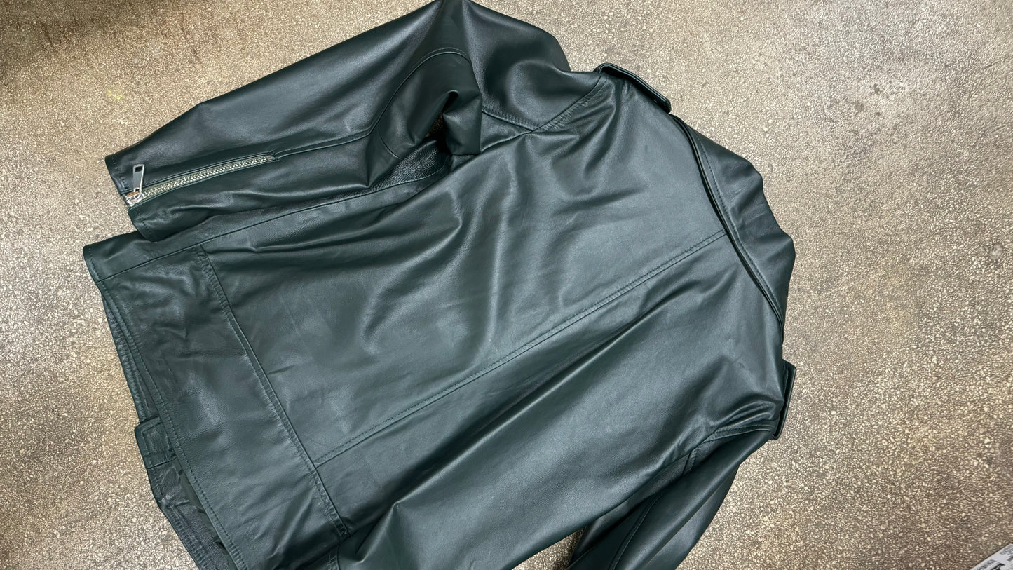 Chiodo verde in pelle