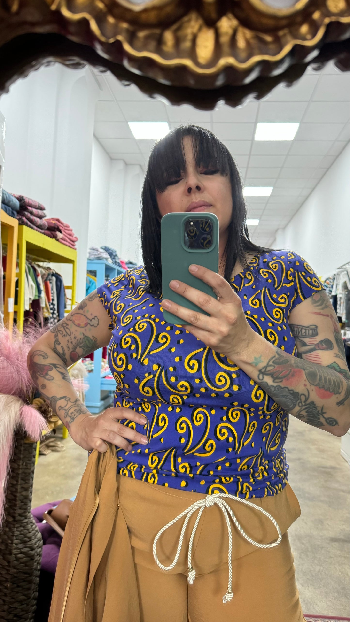 T-shirt blu fantasia
