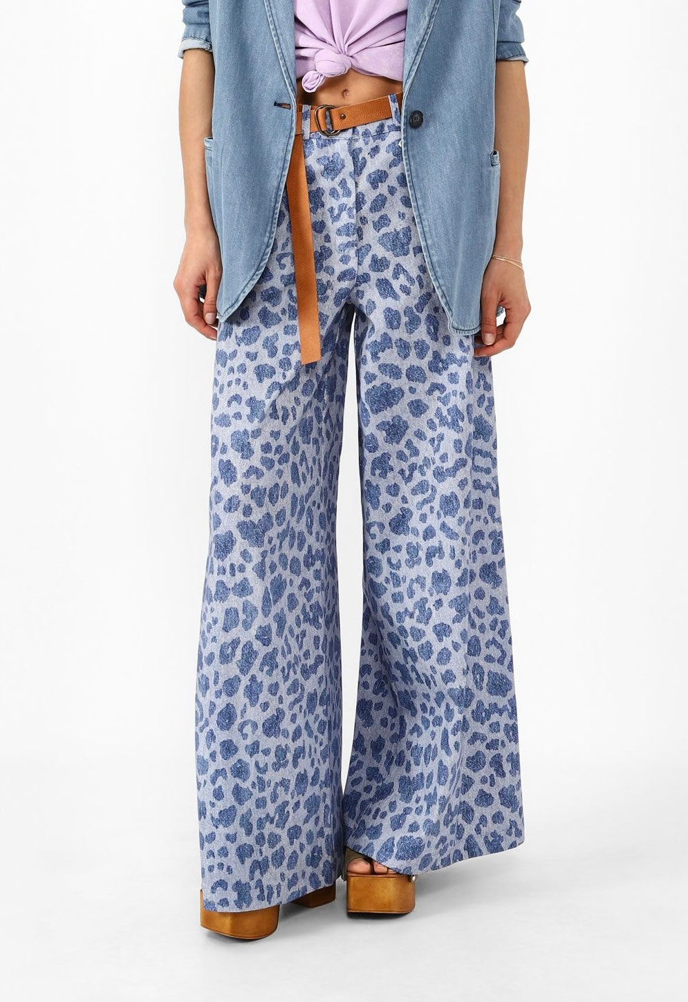 Pantaloni leopardati blu