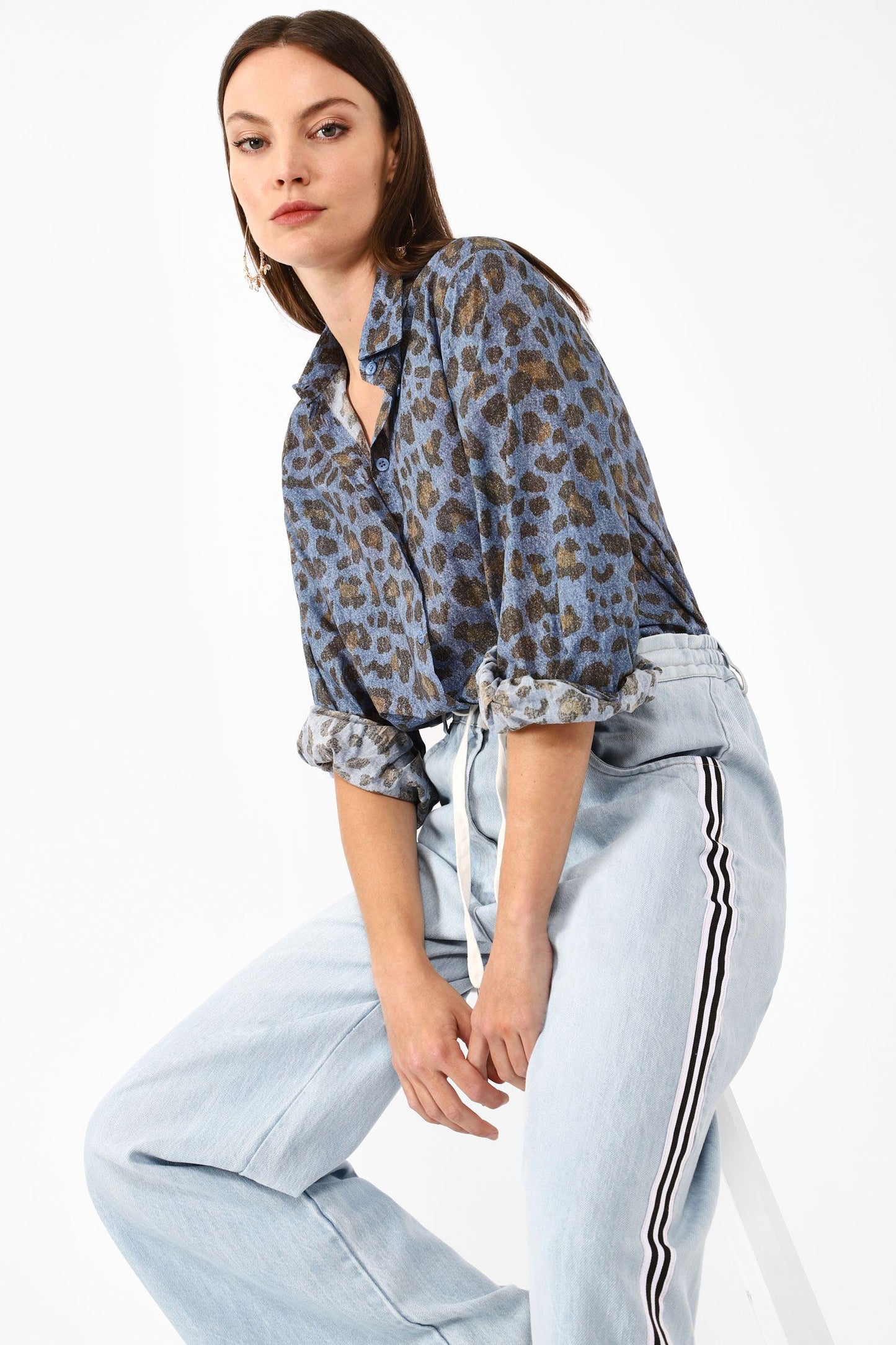 Camicia leopardata blu