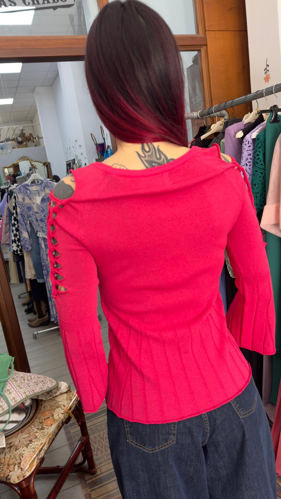 Maglia filo fragola