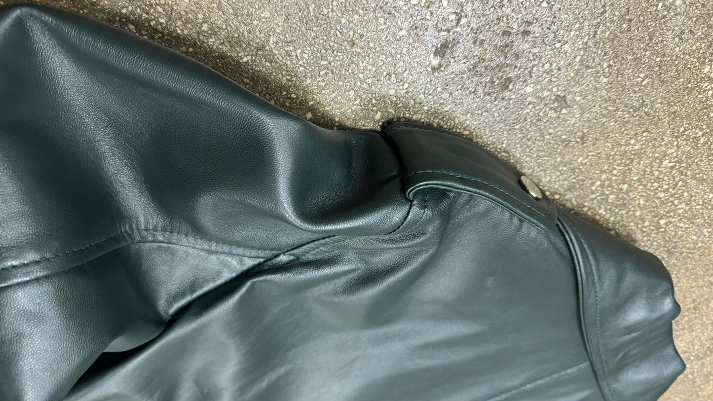 Chiodo verde in pelle