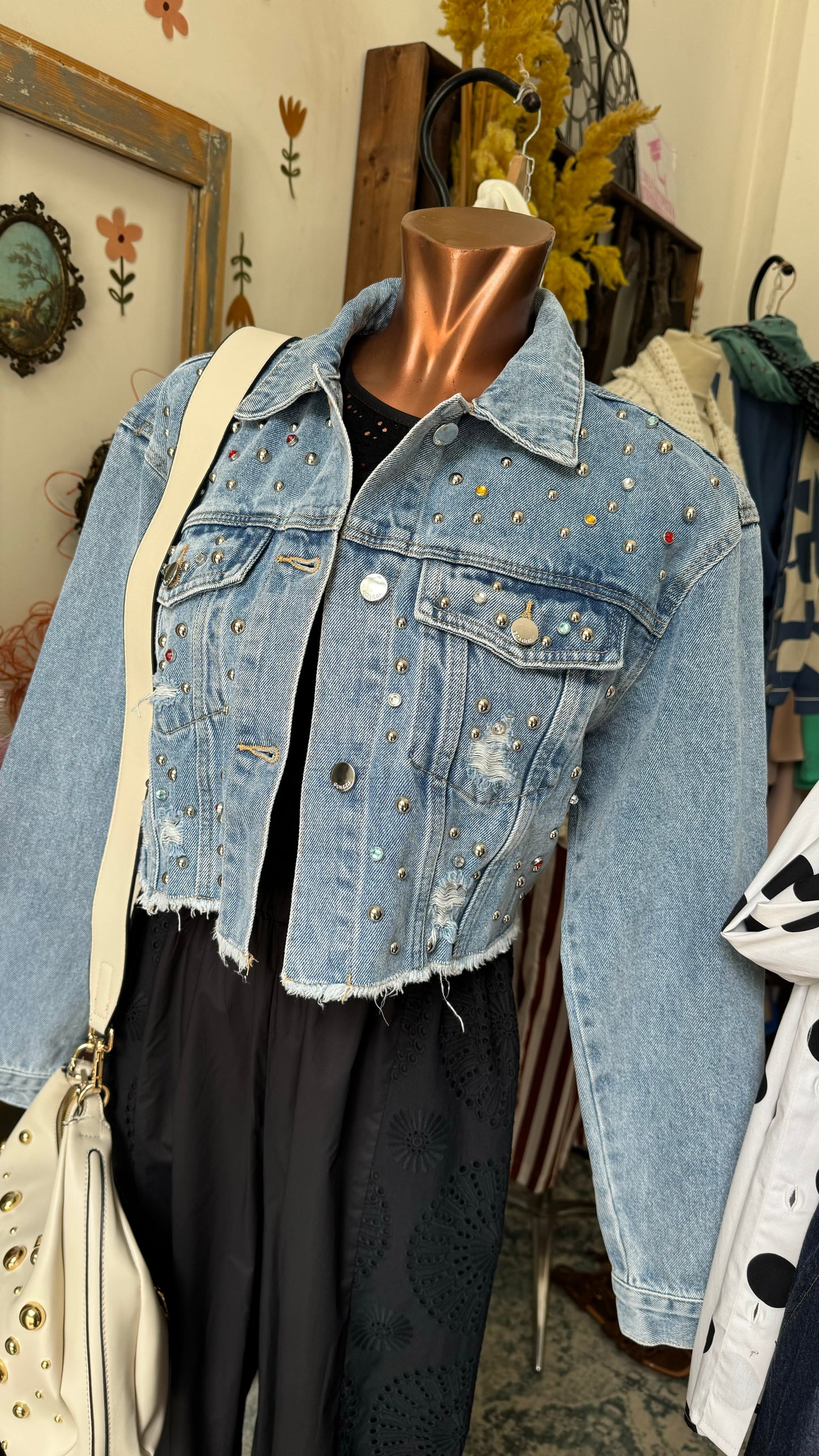 Giacca jeans borchie