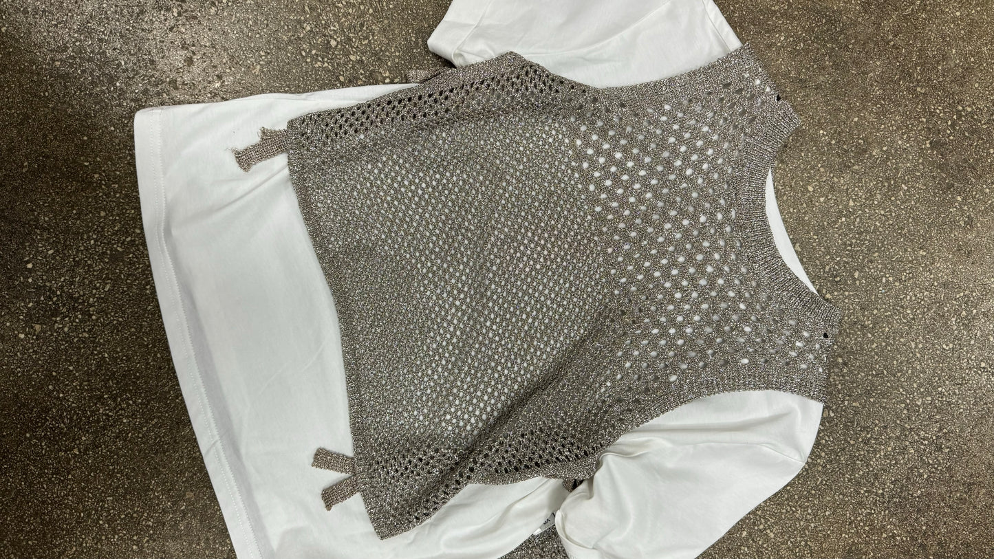 T-shirt con top argento