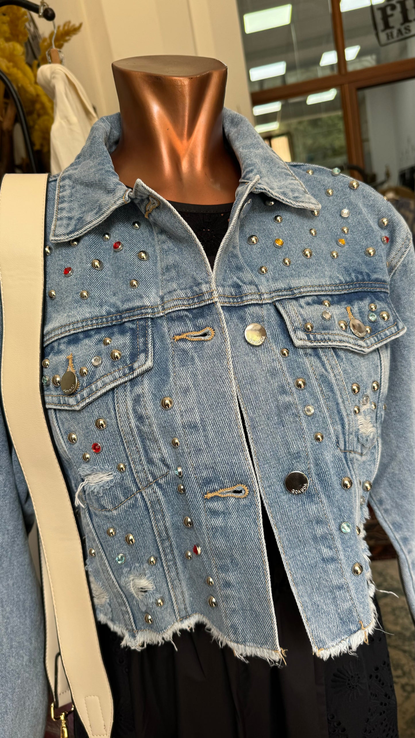 Giacca jeans borchie