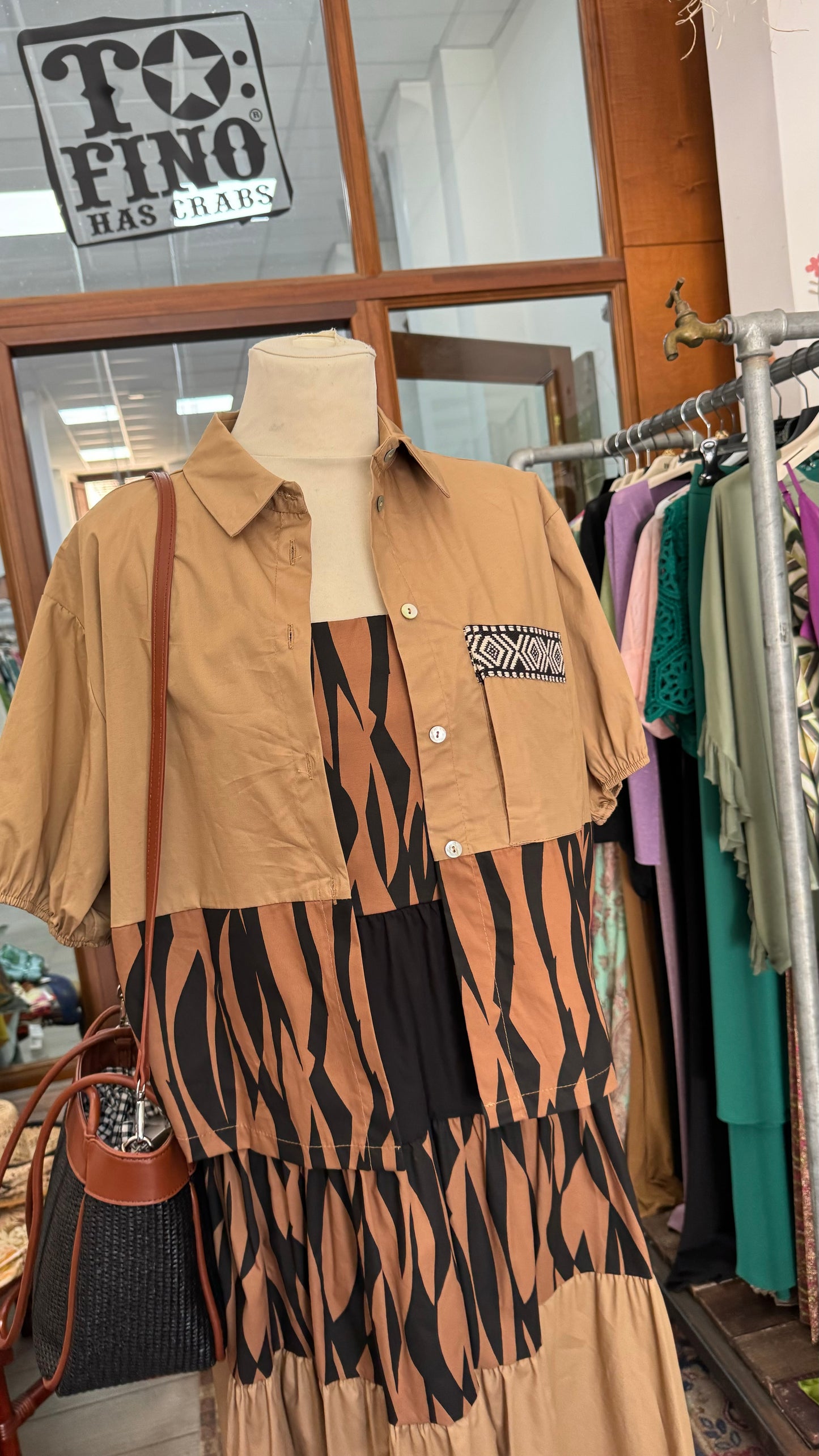 Camicia beige zebrata