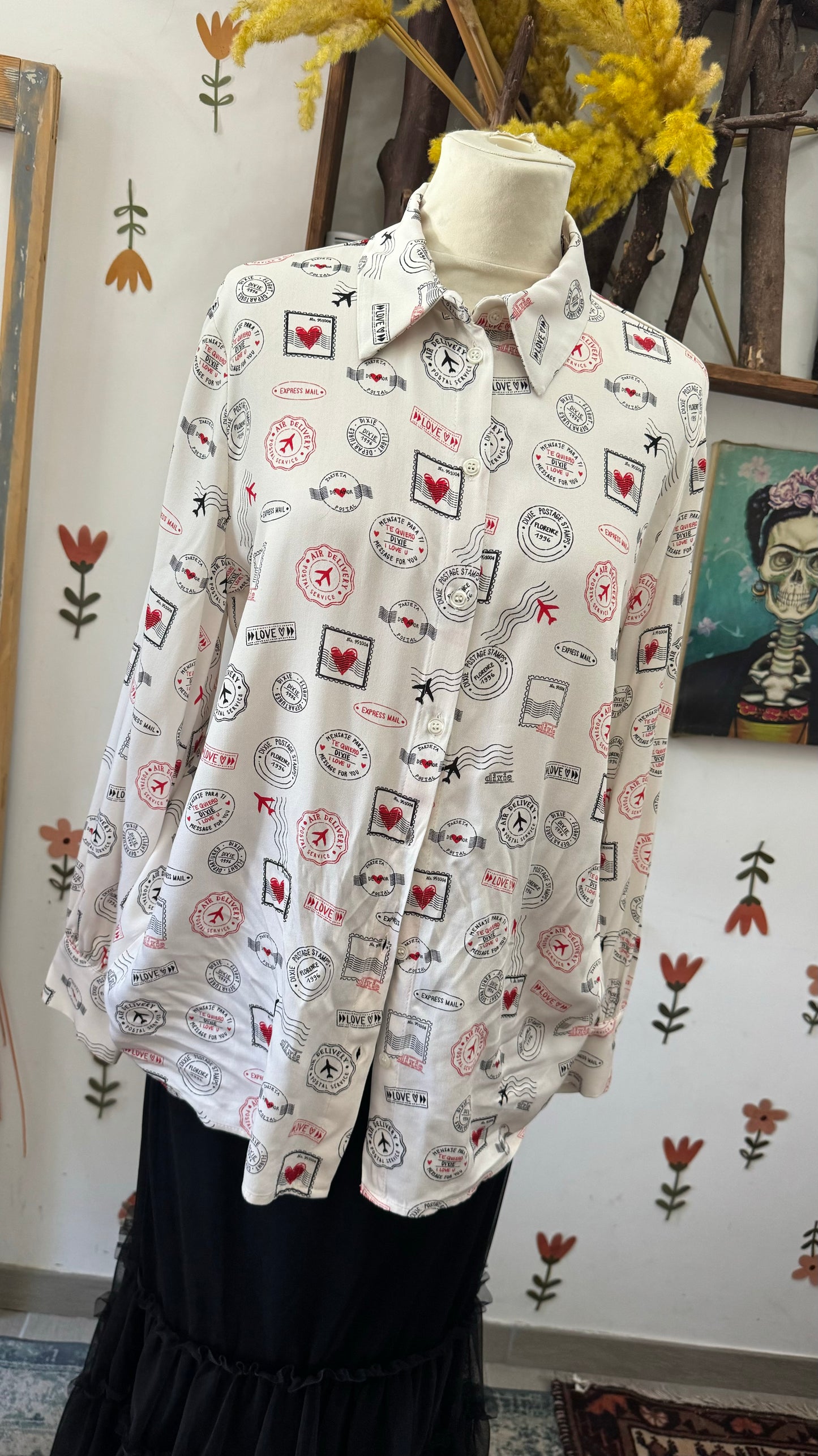 Camicia panna/rossa
