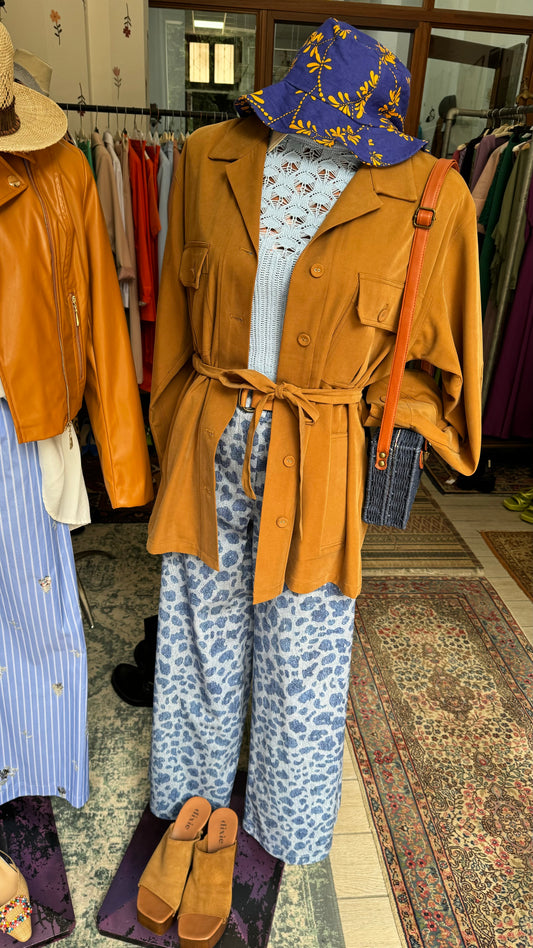 Pantaloni leopardati blu