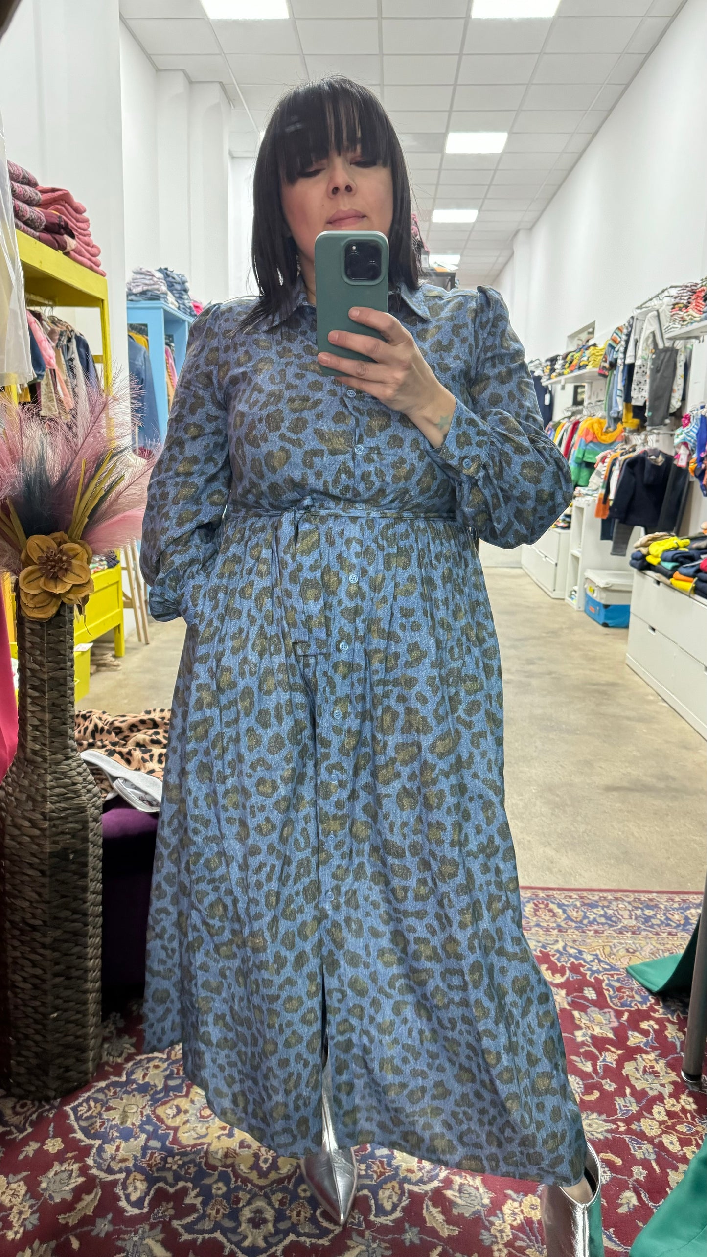 Abito animalier blu